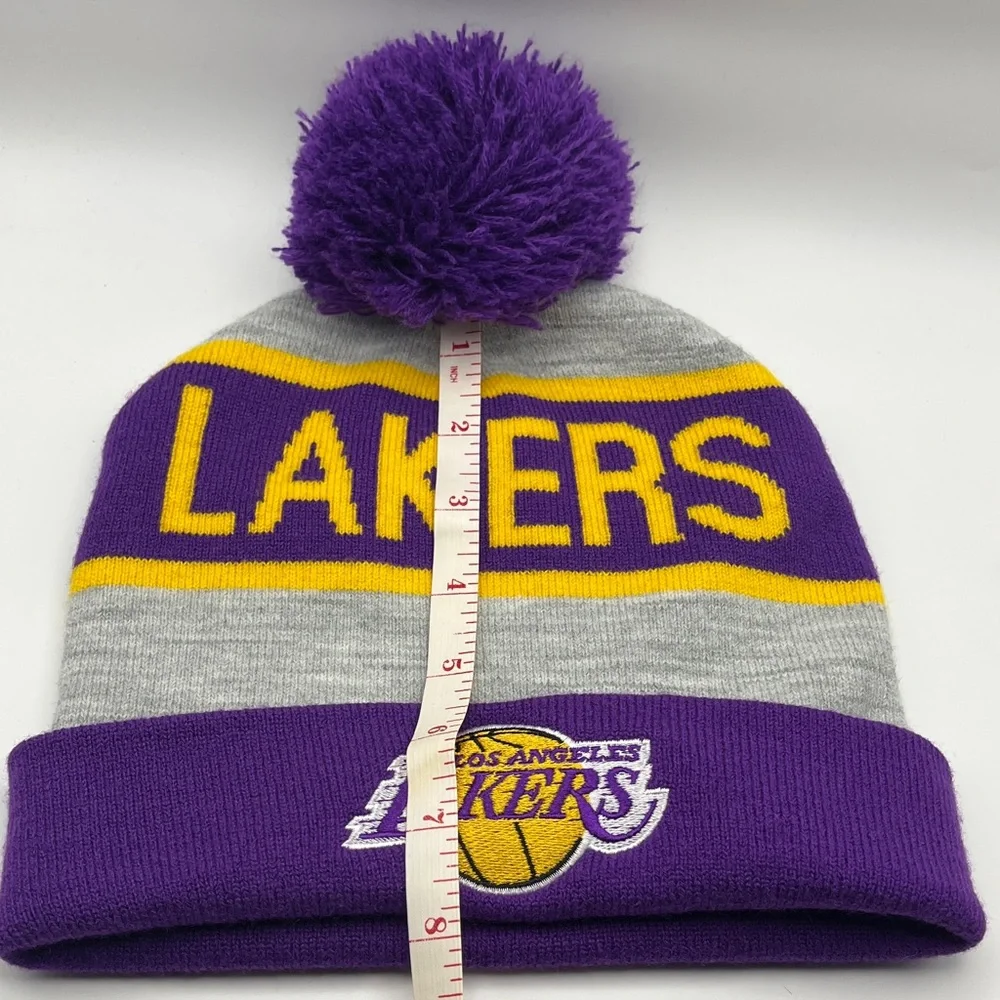 LA Lakers Knit Pom Beanie - NBA Team Cuff Hat - Youth size
